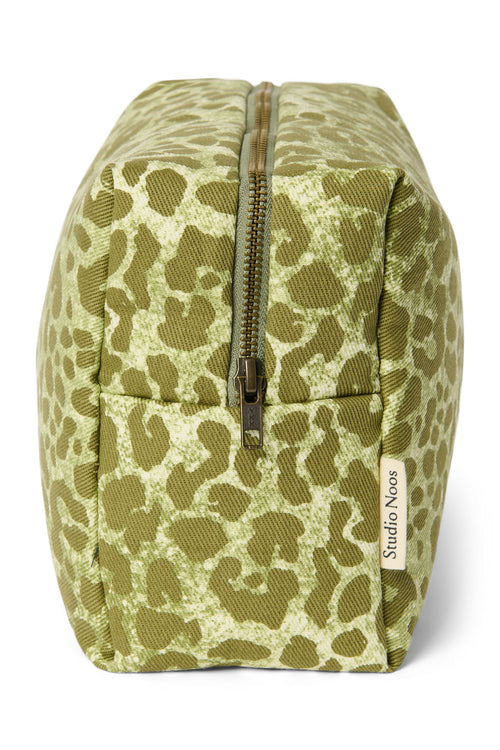 Green Leopard Cotton-Kosmetiktasche