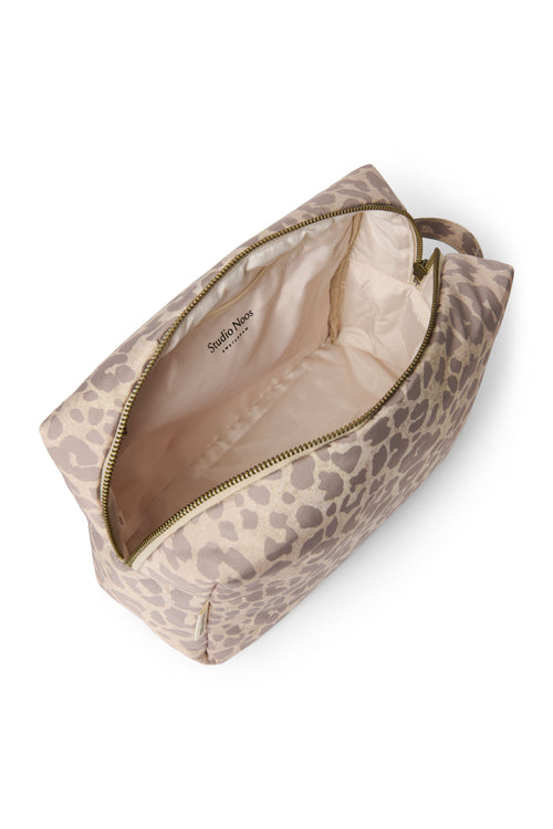 Puffy-Kosmetiktasche | Beige Leopard