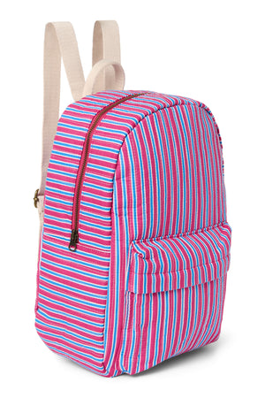 Raspberry Striped Poplin Midi-Rucksack