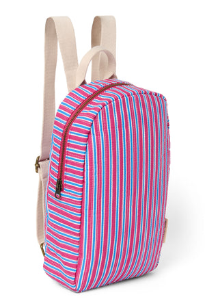 Raspberry Striped Poplin Mini-Rucksack