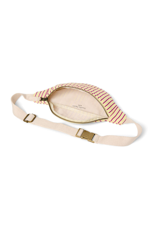 Butter Yellow Striped Poplin Mini-Gürteltasche