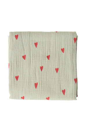 Große Musselintücher mit grünem Hearts-Print