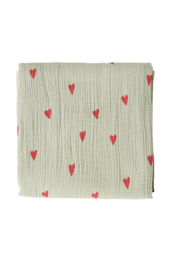 Große Wickeldecke mit grünem Hearts-Print