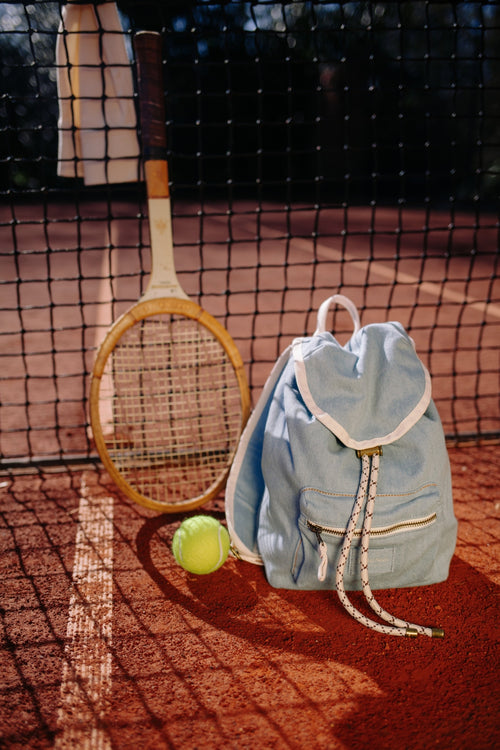 Denim Solid Midi-Rucksack Mit Kordelzug | Blau