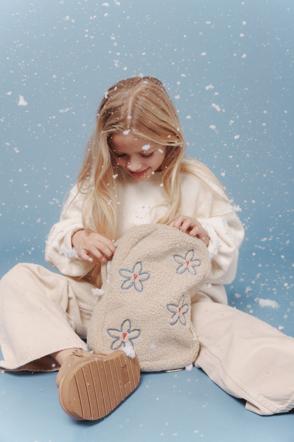 Teddy Mini Rucksack | Ecru Flower Heart