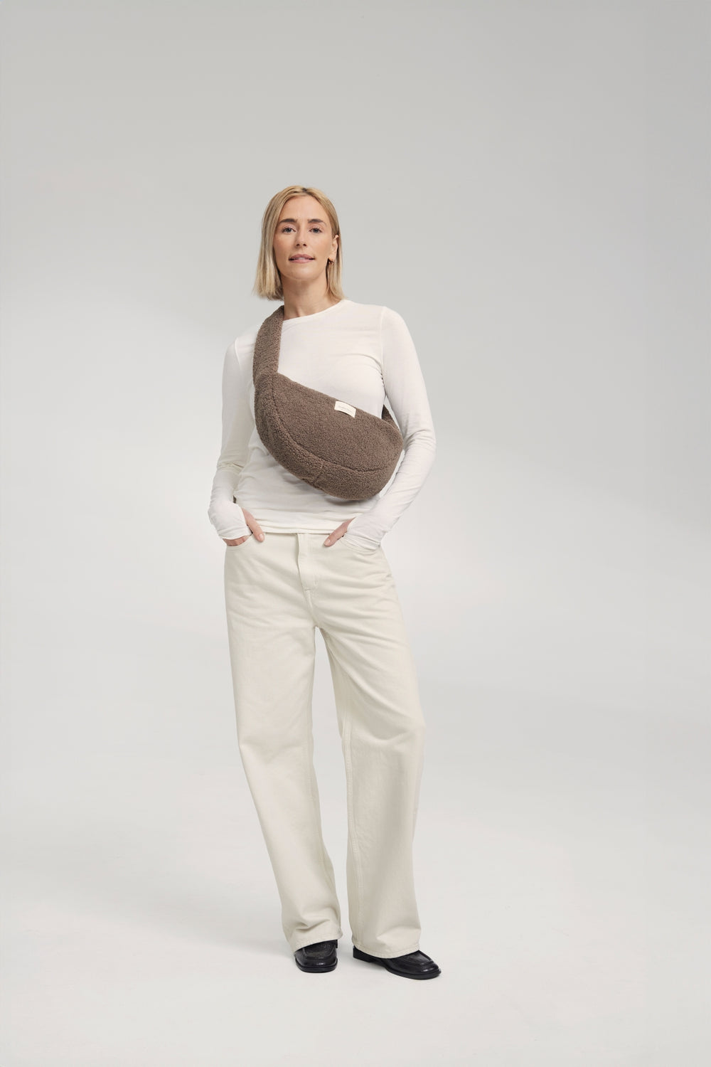 Braune Teddy Mini-Umhängetasche