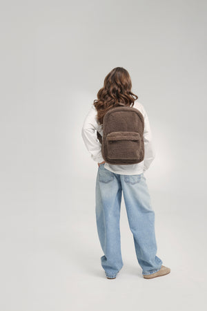 Teddy Midi-Rucksack mit Fronttasche | Braune