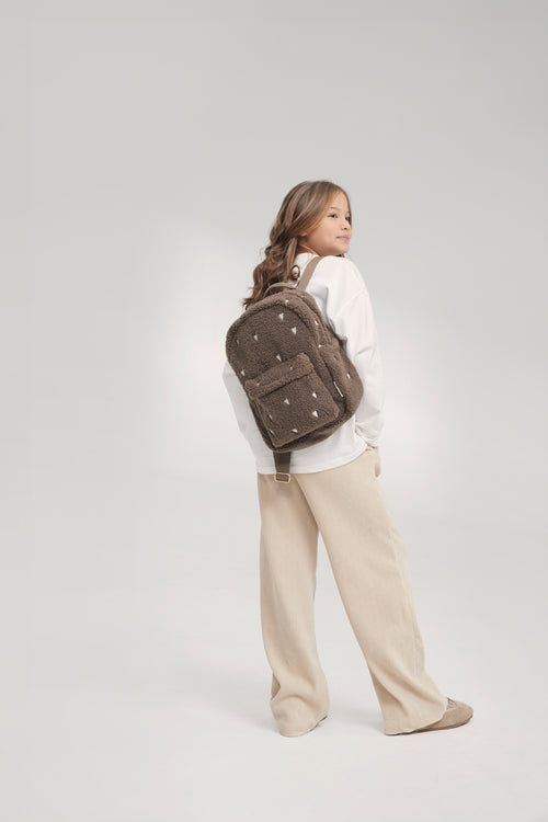 Teddy Midi-Rucksack | Brauner Hearts