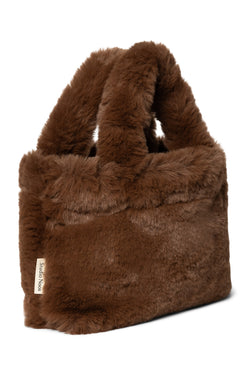 Faux Fur Mini-Handtasche | Braune