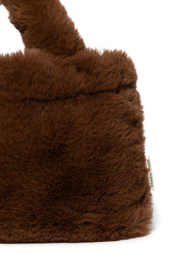 Faux Fur Mini-Handtasche | Braune
