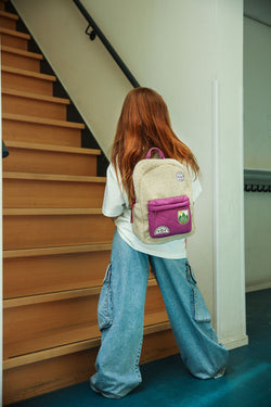 Teddy Midi-Rucksack | Ecru/Violett
