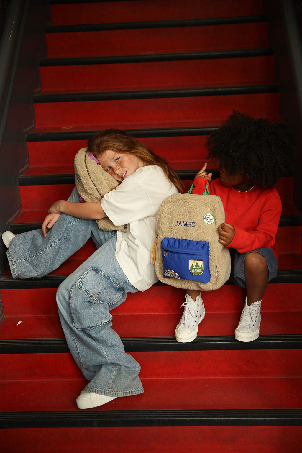 Teddy Midi-Rucksack | Ecru/Kobalt