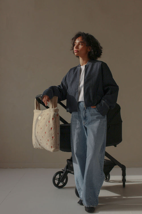 Teddy Hearts-Wickeltasche | Ecru