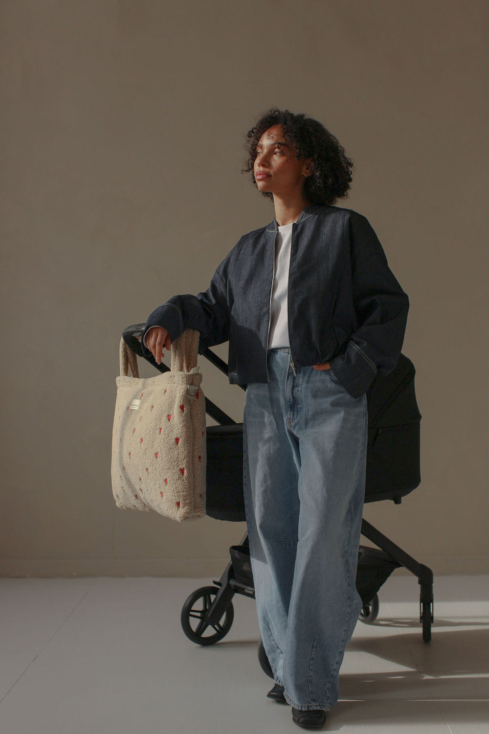 Teddy Hearts-Wickeltasche | Ecru