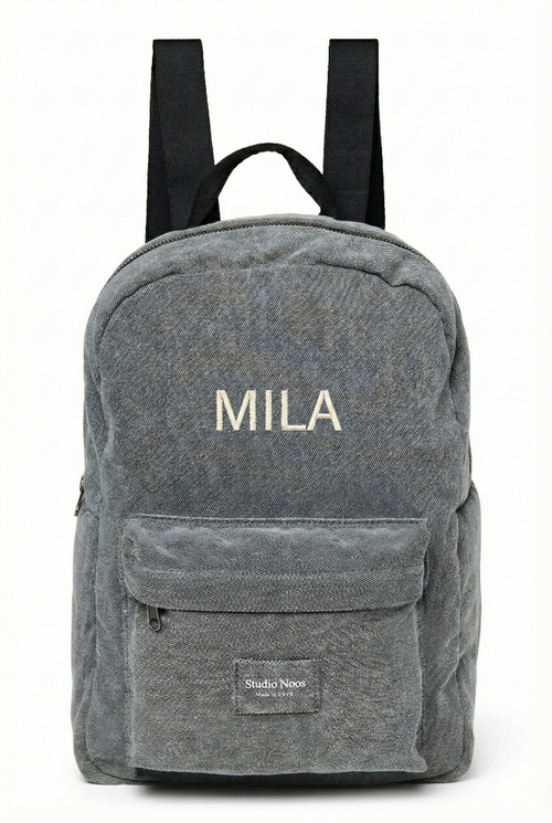 Denim Midi-Rucksack | Grauer