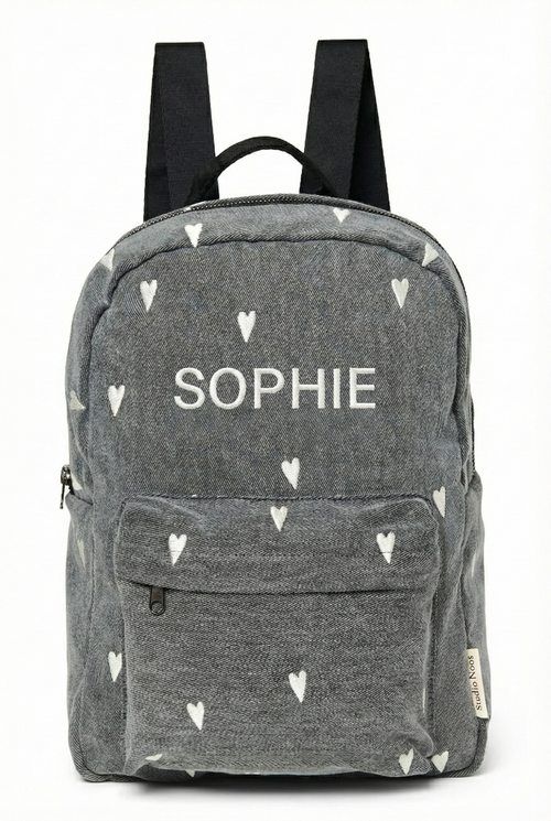 Denim Midi-Rucksack | Grauer Hearts