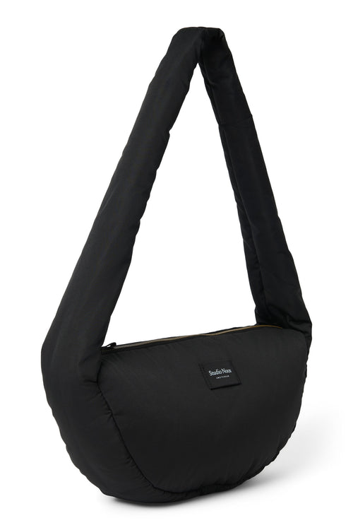 Schwarze Puffy Mini-Umhängetasche