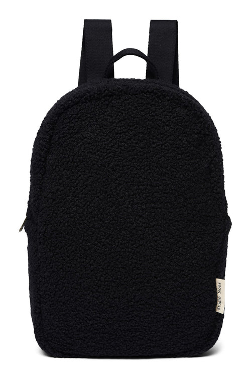 Schwarzer Teddy Mini-Rucksack