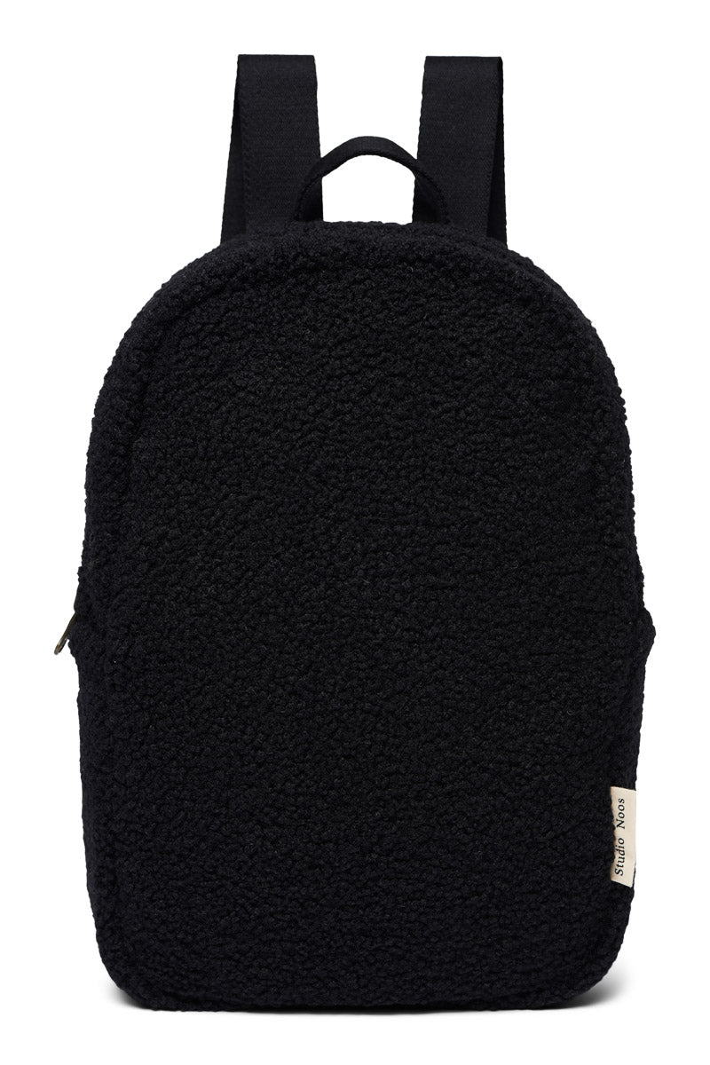 Schwarzer Teddy Mini-Rucksack
