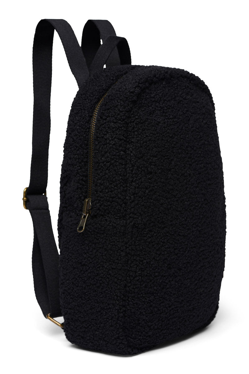 Schwarzer Teddy Mini-Rucksack