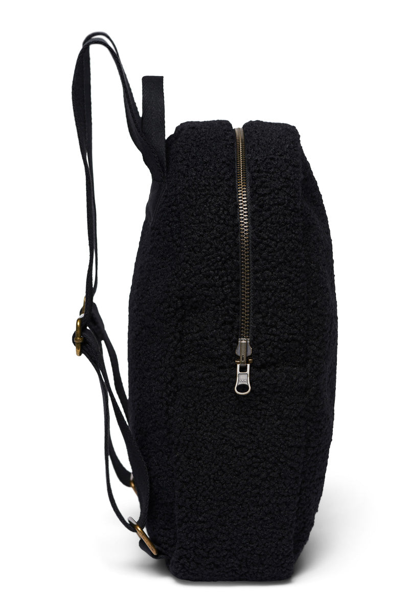 Schwarzer Teddy Mini-Rucksack