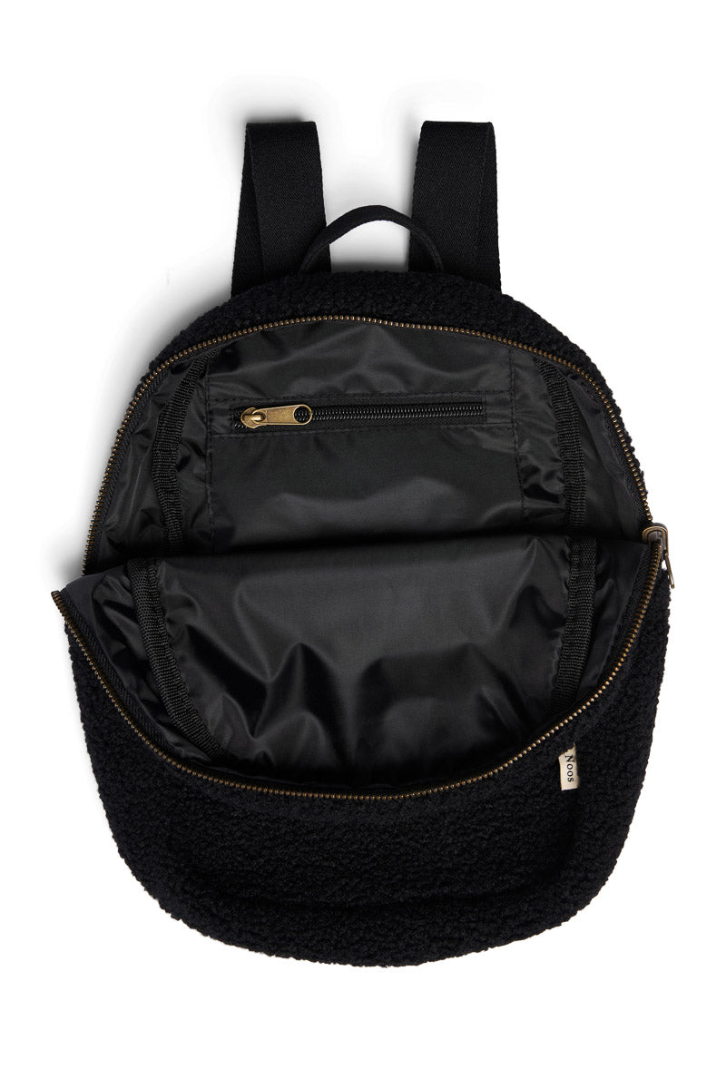 Schwarzer Teddy Mini-Rucksack