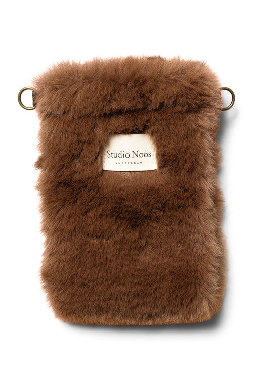 Brown Faux Fur Phone Bag