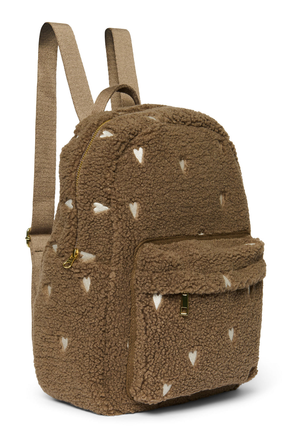 Brauner Teddy Herzen MIDI-Rucksack mit Fronttasche