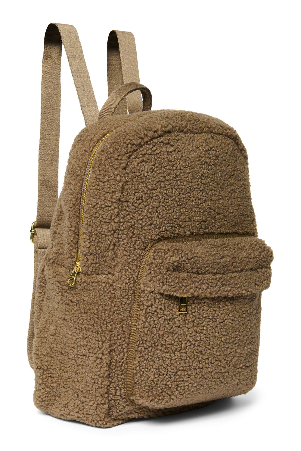 Brauner Teddy MIDI-Rucksack mit Fronttasche