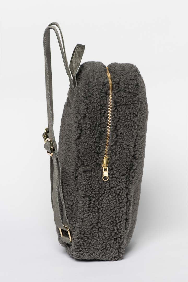 Dunkelgrauer Teddy Mini-Rucksack