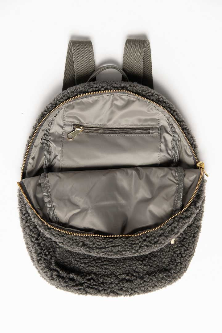 Dunkelgrauer Teddy Mini-Rucksack