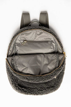 Dunkelgrauer Teddy Mini-Rucksack