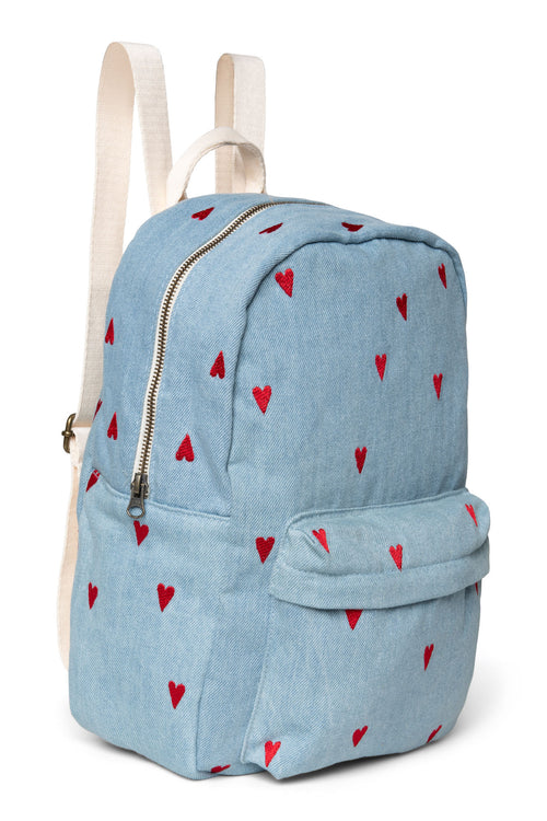 Denim Herzen MIDI-Rucksack mit Fronttasche