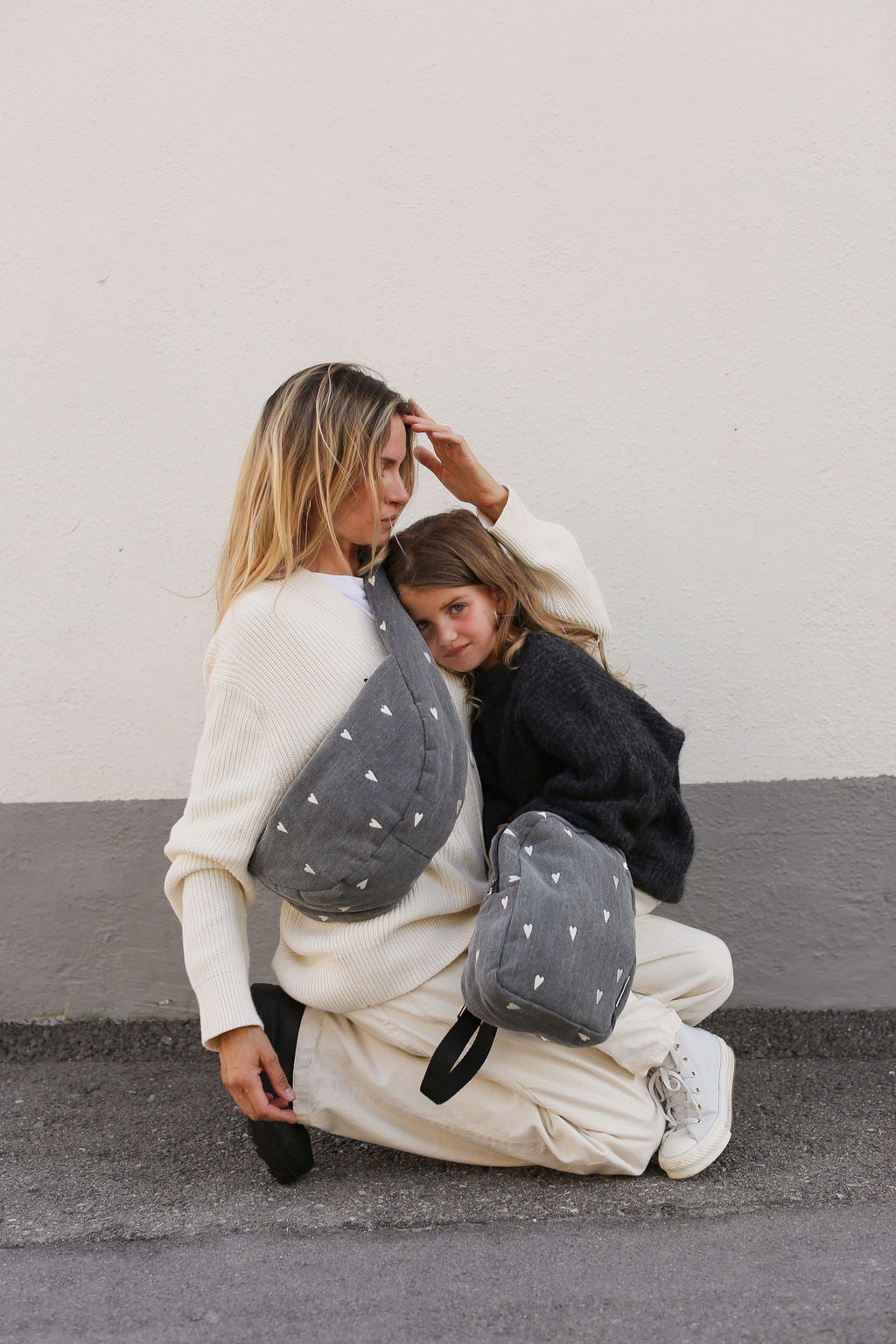 Denim Mini-Rucksack | Graue Hearts