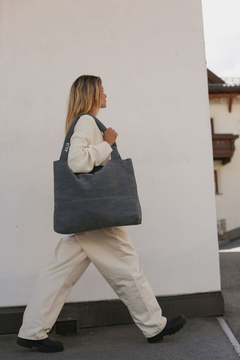 Denim-Wickeltasche | Graue