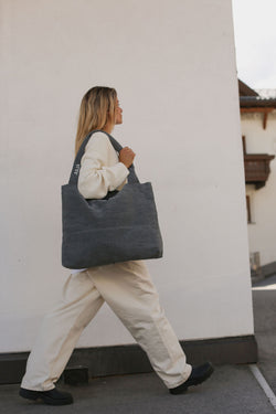 Denim Mom-Bag | Graue