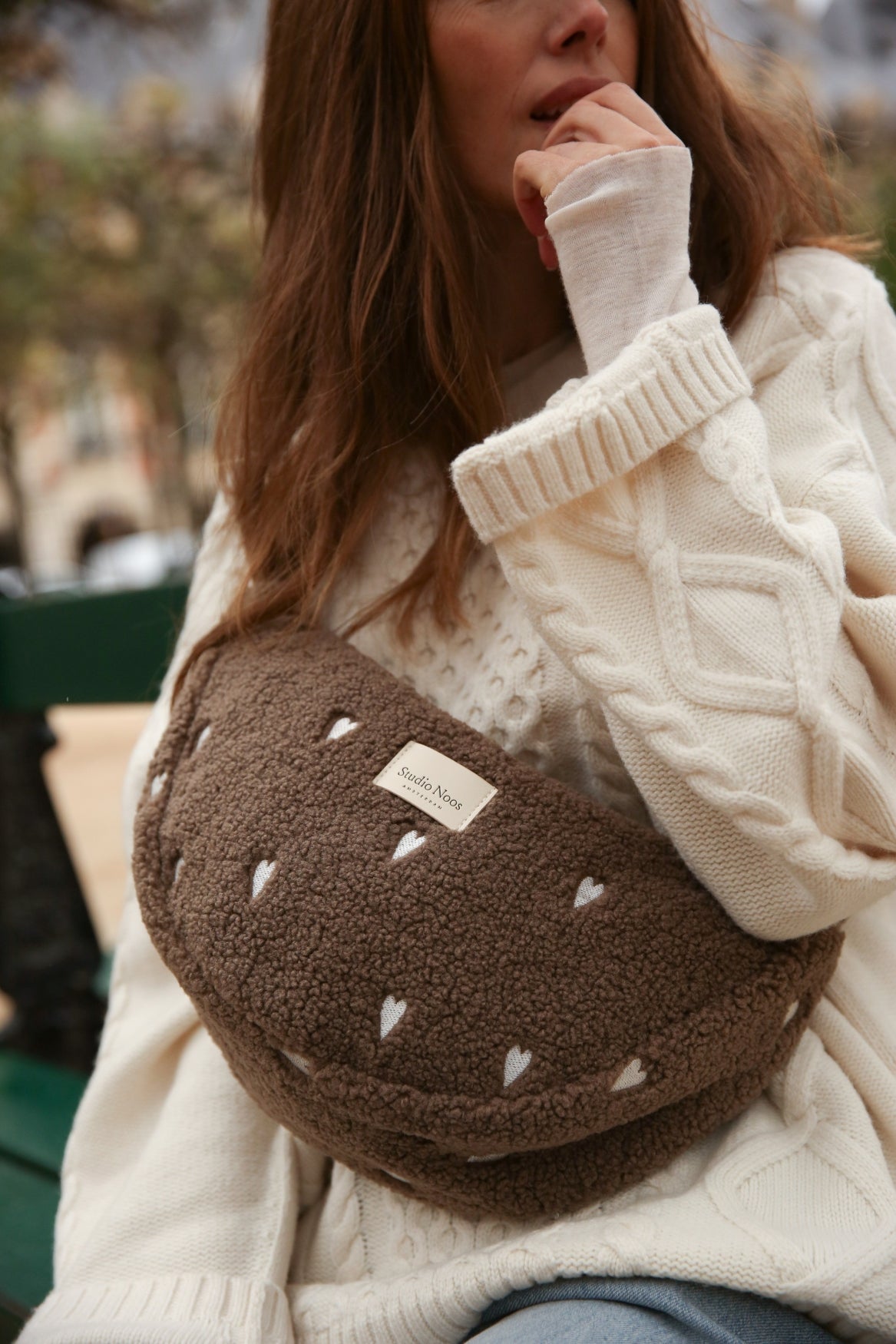 Teddy Adult-Gürteltasche | Braune Hearts