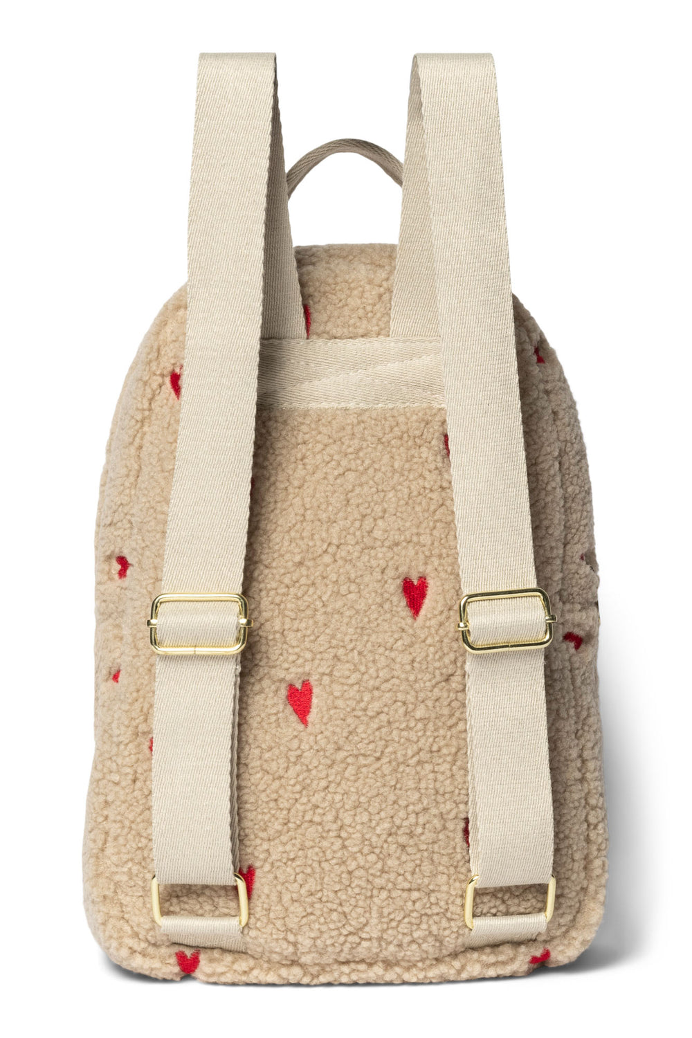 Wollweißer Teddy Herzen Mini-Rucksack