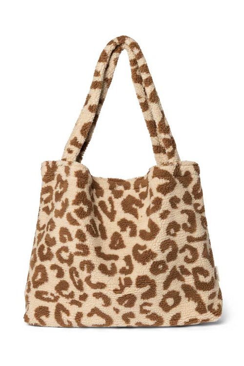 Beige Leopard Teddy Mom Bag