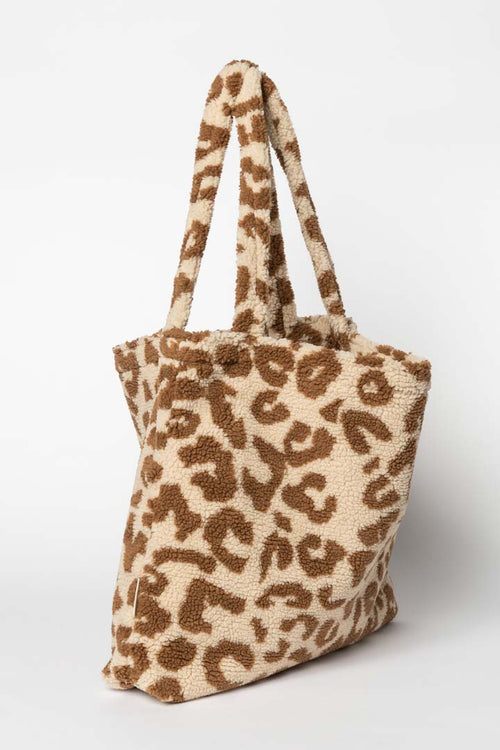 Beige Leopard Teddy Mom Bag