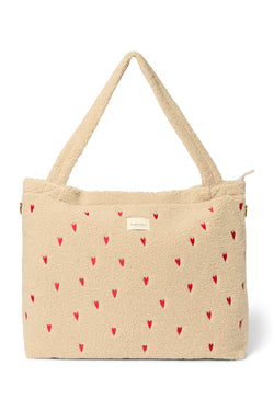 Teddy Hearts-Wickeltasche | Ecru