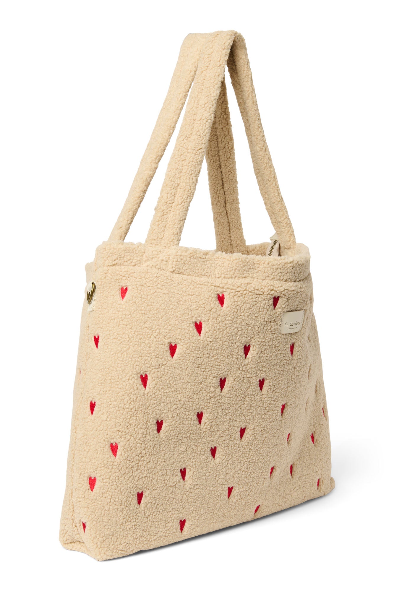 Teddy Hearts-Wickeltasche | Ecru