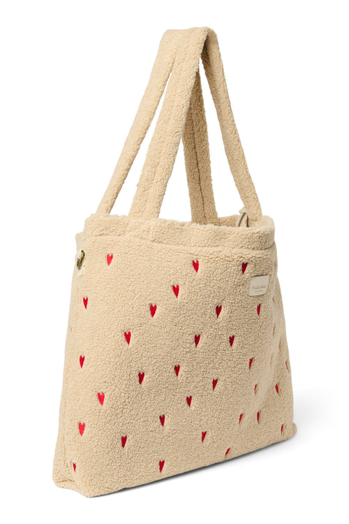 Teddy Hearts-Wickeltasche | Ecru