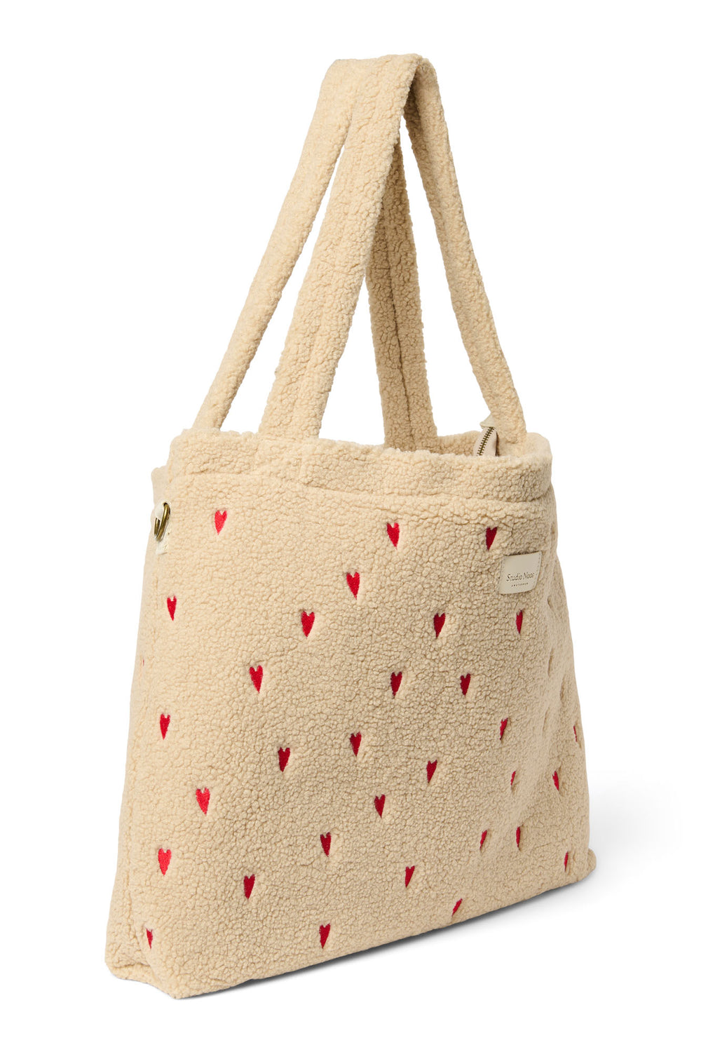 Teddy Hearts-Wickeltasche | Ecru