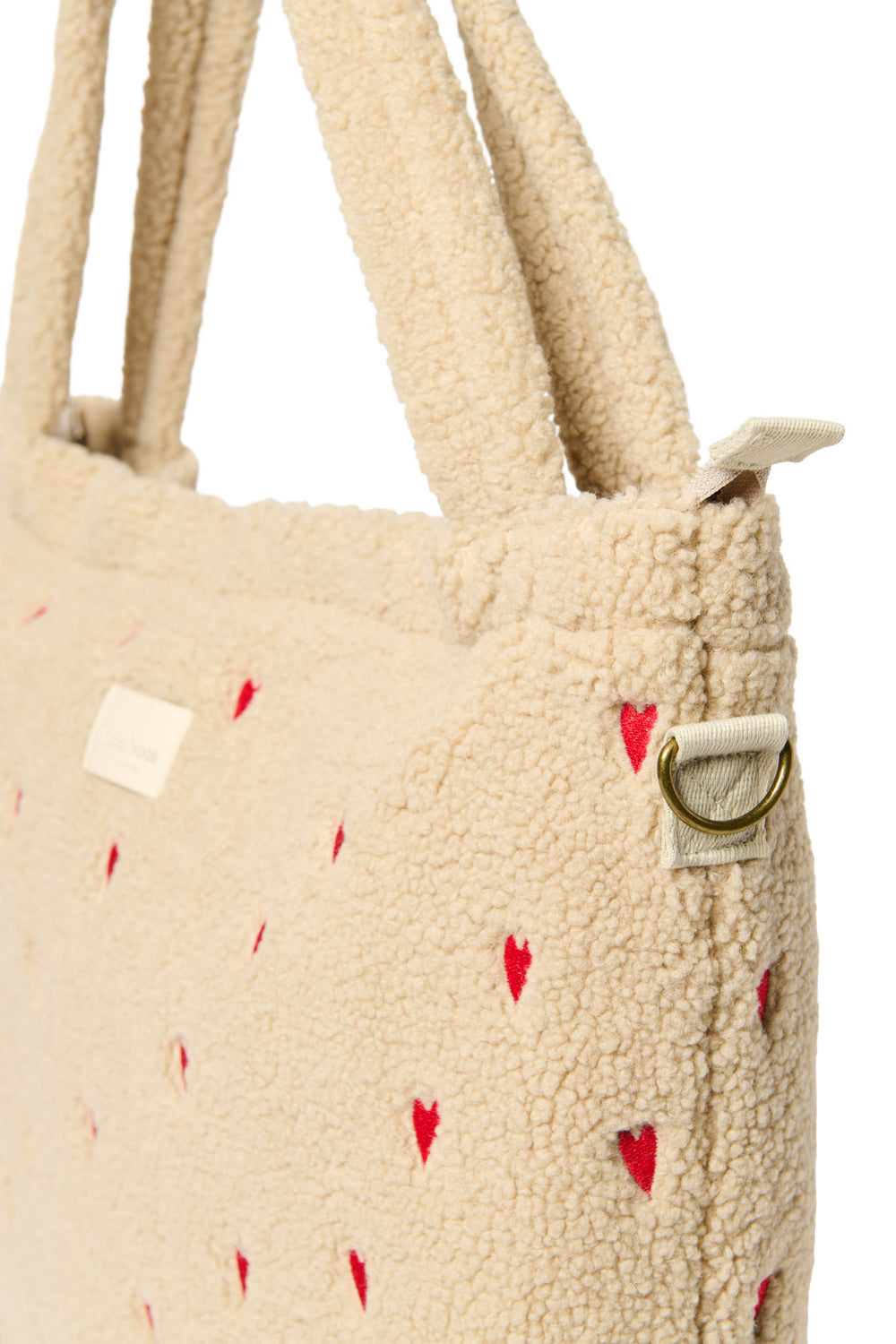 Teddy Hearts-Wickeltasche | Ecru