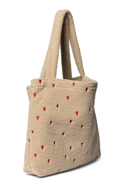 Wollweiße Teddy Herzen Mom Bag