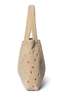 Wollweiße Teddy Herzen Mom Bag