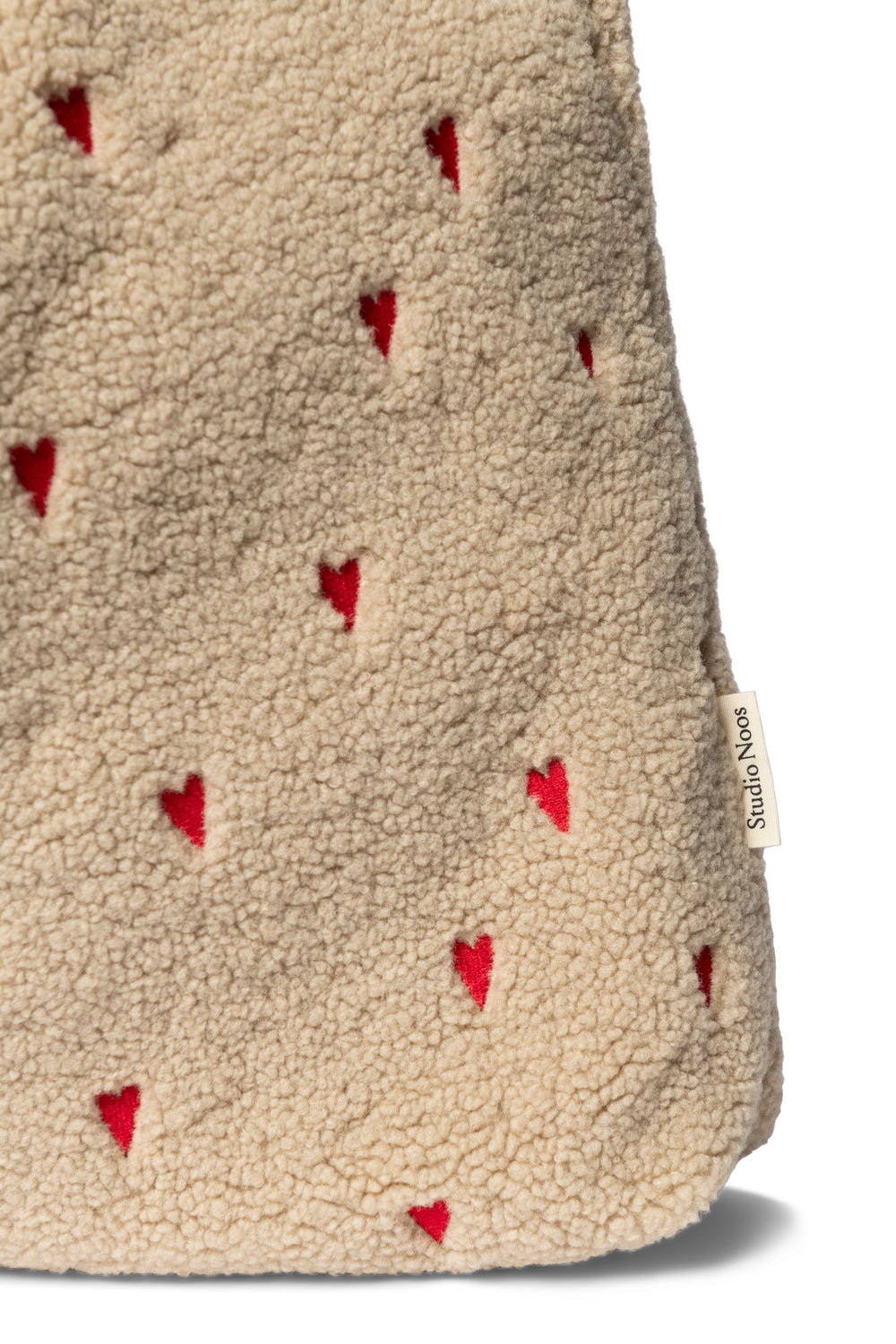 Wollweiße Teddy Herzen Mom Bag