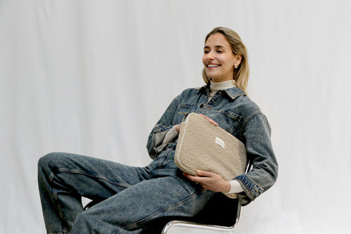 Teddy-Laptophülle 15 Inch | Ecru