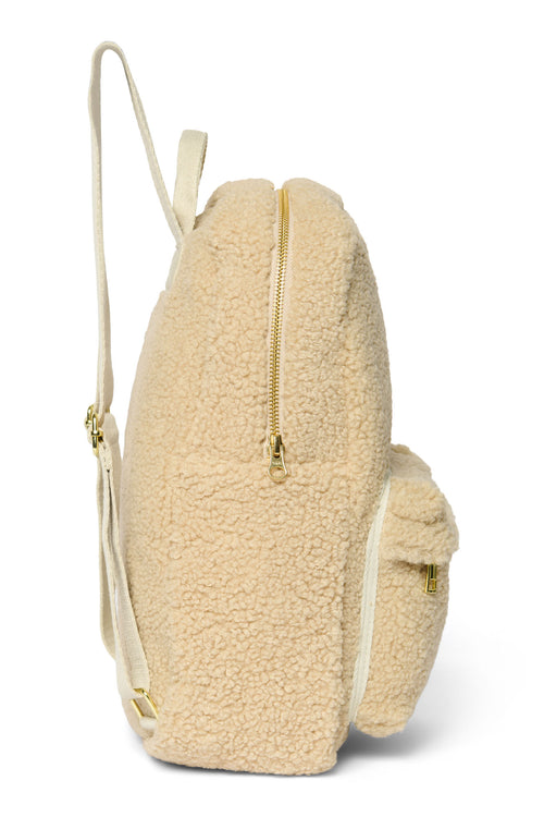 Teddy Midi-Rucksack mit Fronttasche | Ecru